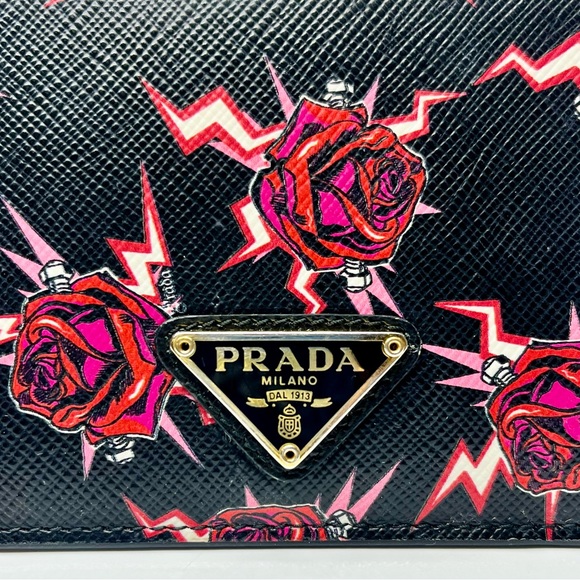 Prada Saffiano ‘Frankenstein Rose’ Limited Edition Bi-fold Wallet - Picture 3 of 12